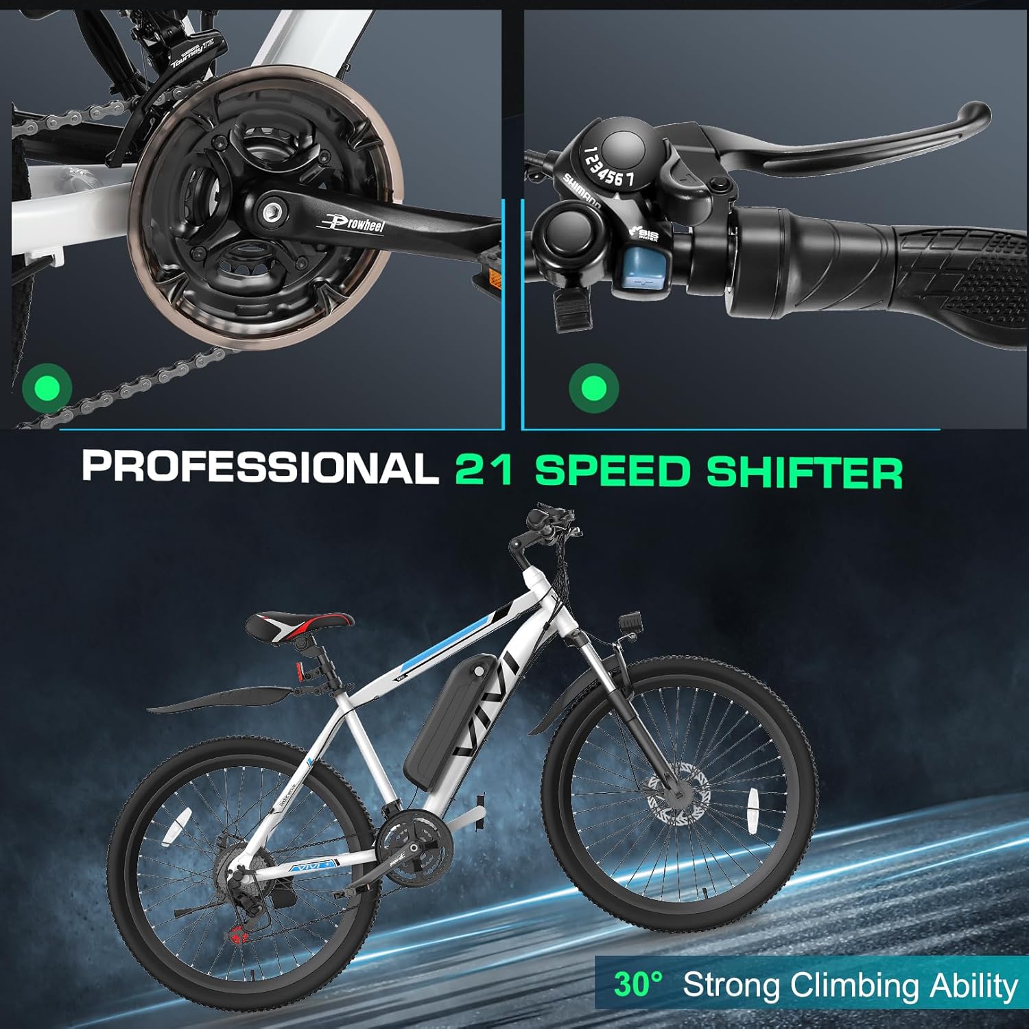 Vivi Electric Bike for Adults, Peak 780W Ebike 26 Electric Mountain Bike, 22MPH Adult Electric Bicycles Commuter Ebike with 48V Battery, Up to 50 Miles, Cruise Control, 21 Speed, UL 2849 Certified