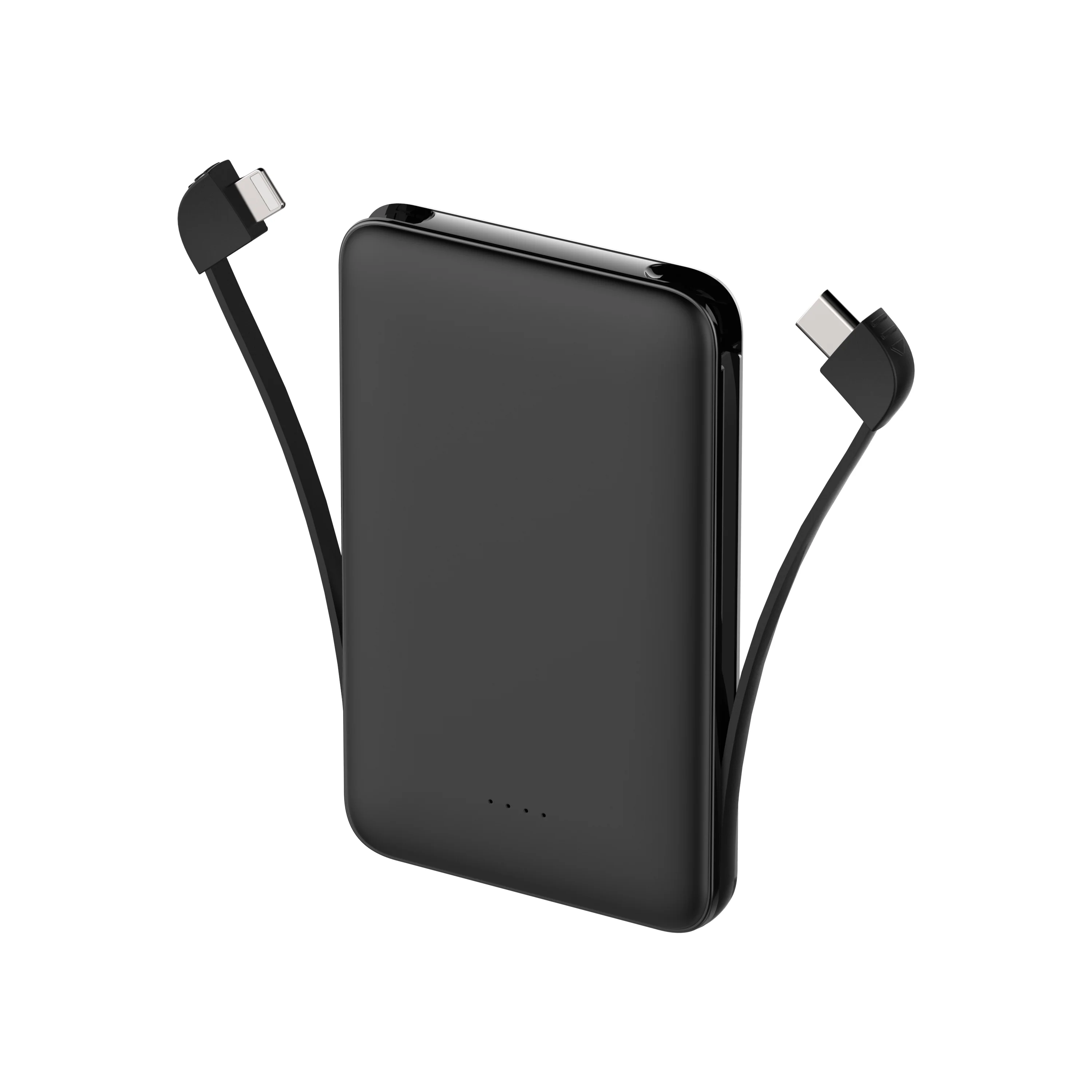 Powerbank mit integriertem USB-C & Lightning Kabel  5000 mAh �C Zusatzakku mit USB-A/USB-C Anschluss