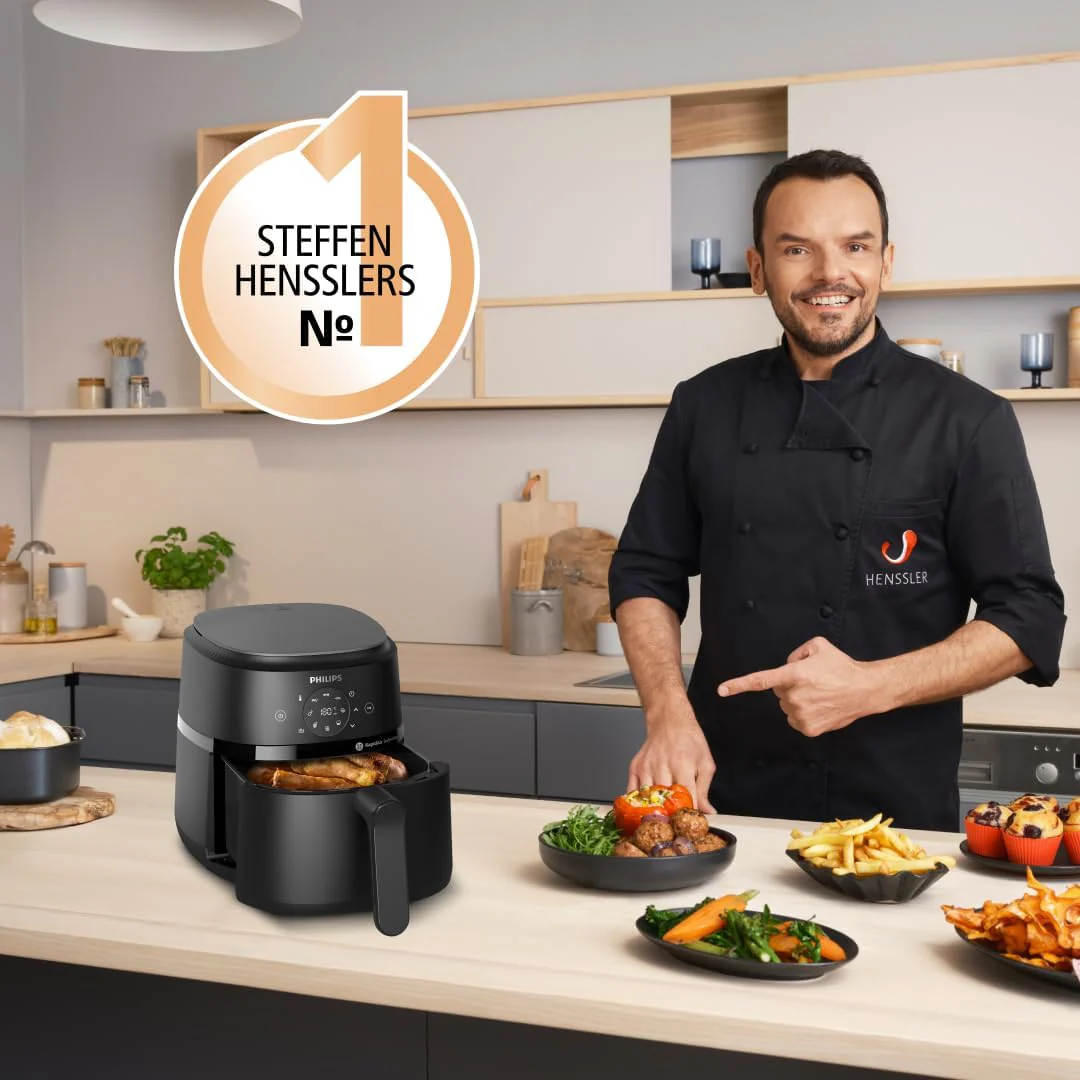 Philips NA229/00 Heißluftfritteuse 4,2L – 13-in-1, RapidAir, 9 Programme, Touchscreen, Schwarz