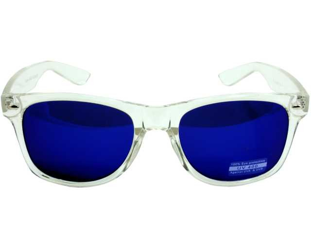 Vintage 80 Style Clear Frame Blue Lens Sunglasses WS7062
