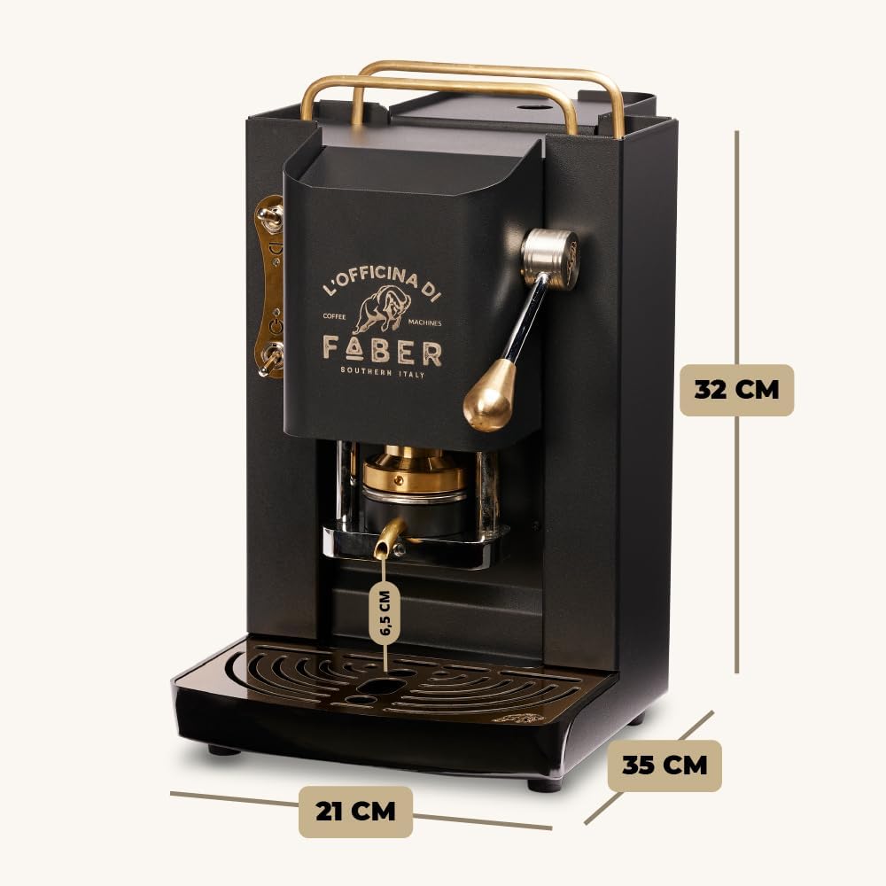 Faber PRO Total Deluxe Kaffeemaschine aus Messing, 44 mm Ese Papier, 1.3 liters, (Weiß)