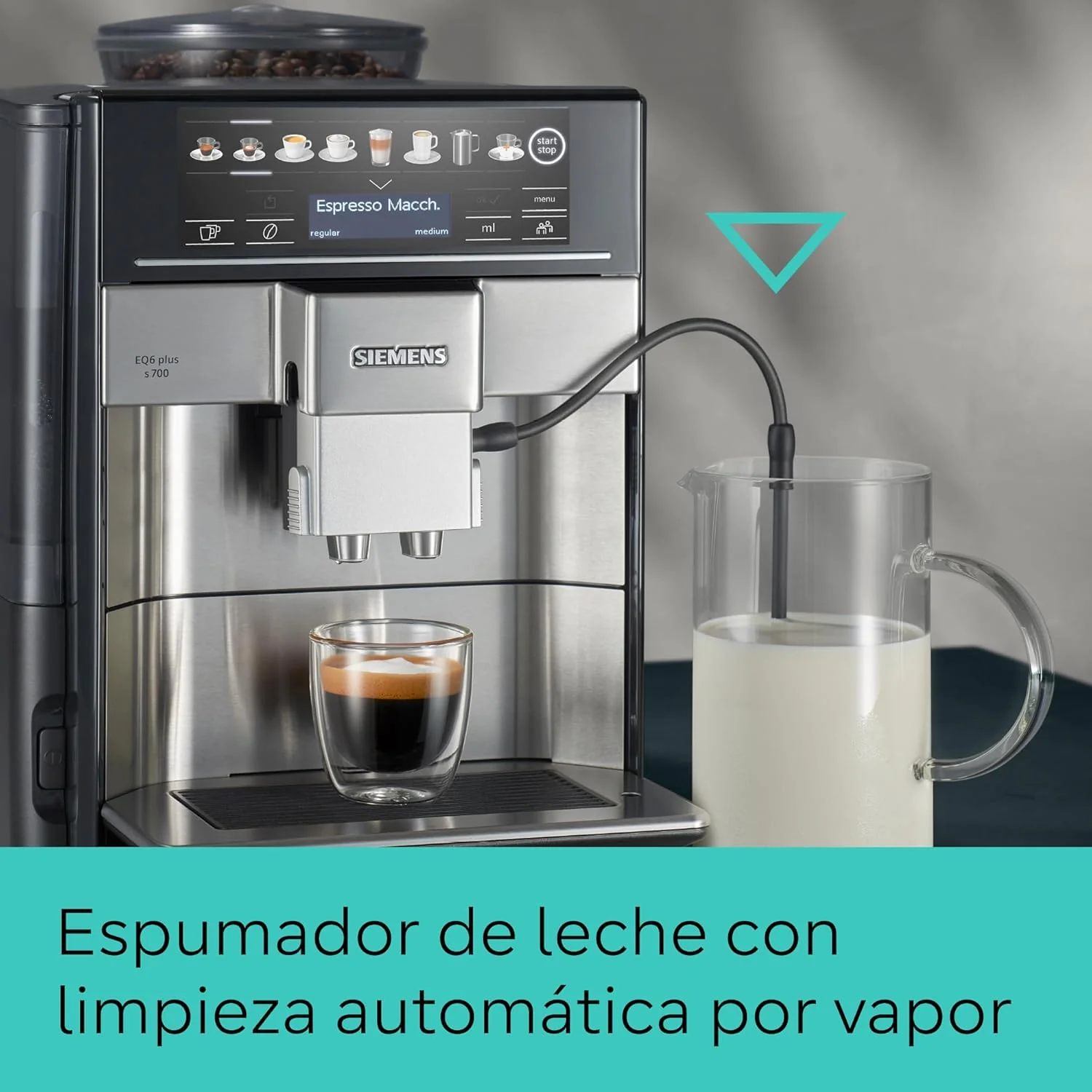 Siemens - Superautomatic coffee maker, EQ6 plus s500, aromaDouble Shot, autoMilk Clean, ceramDrive, Display CoffeeSelect, Black/Inox, TE655203RW