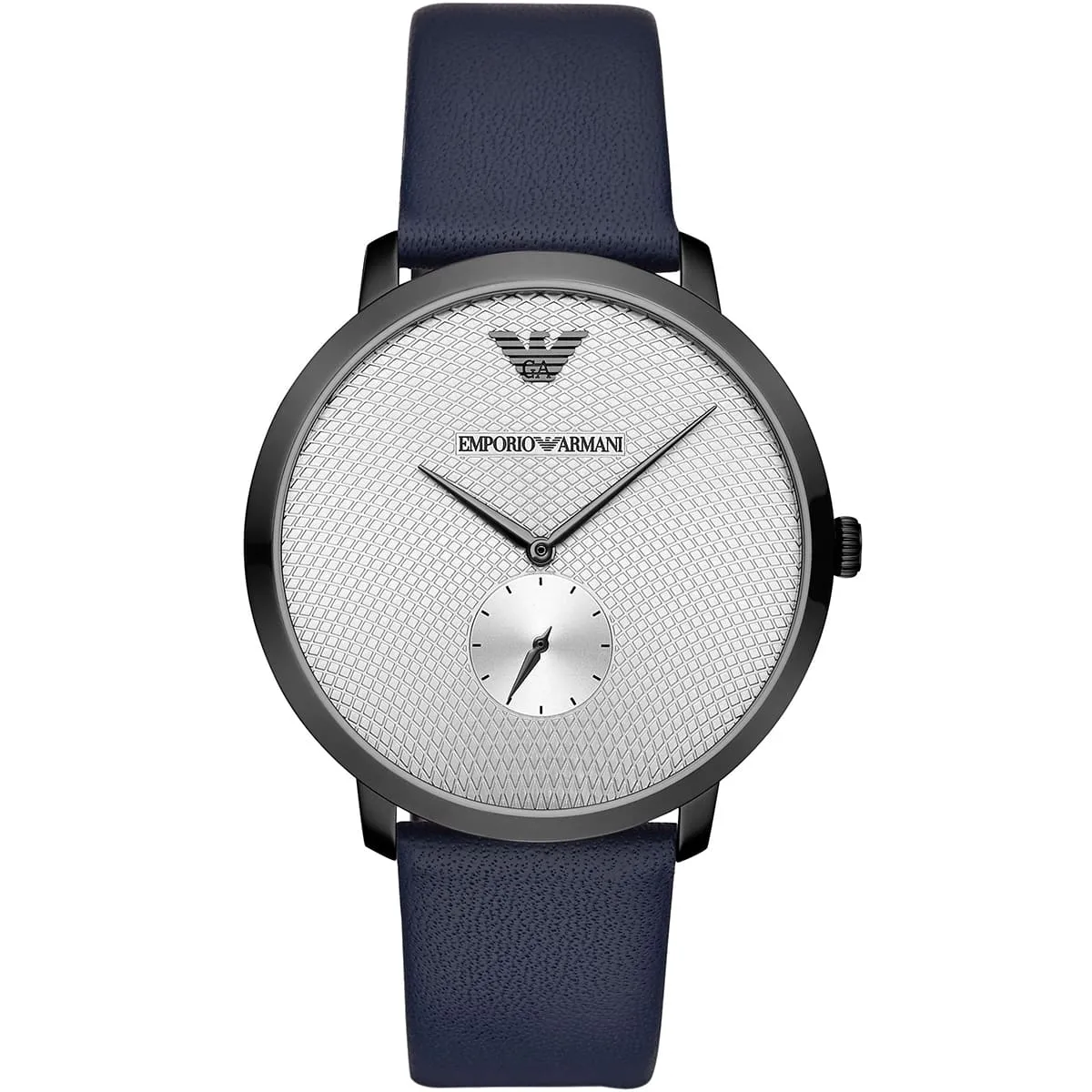 Emporio Armani Modern Slim Analog Silver Dial Blue Leather Strap Watch - AR11214