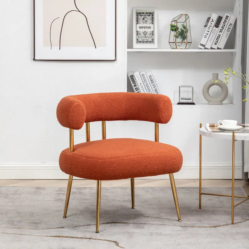 SEYNAR Contemporary Glam Upholstered Open-Back Accent Chair with Gold Legs