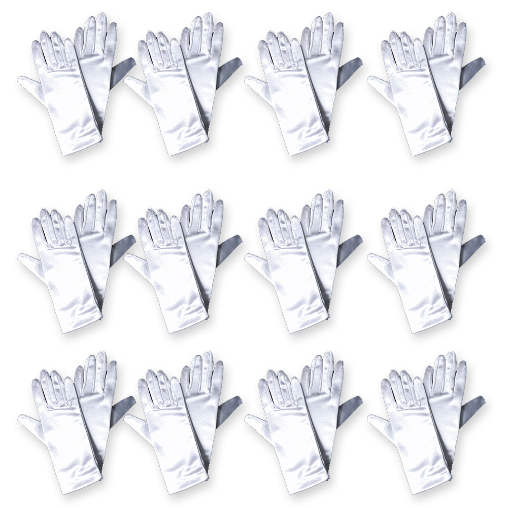 Women's White Short Gloves Bulk  Ladies Gloves Satin Adult 9
