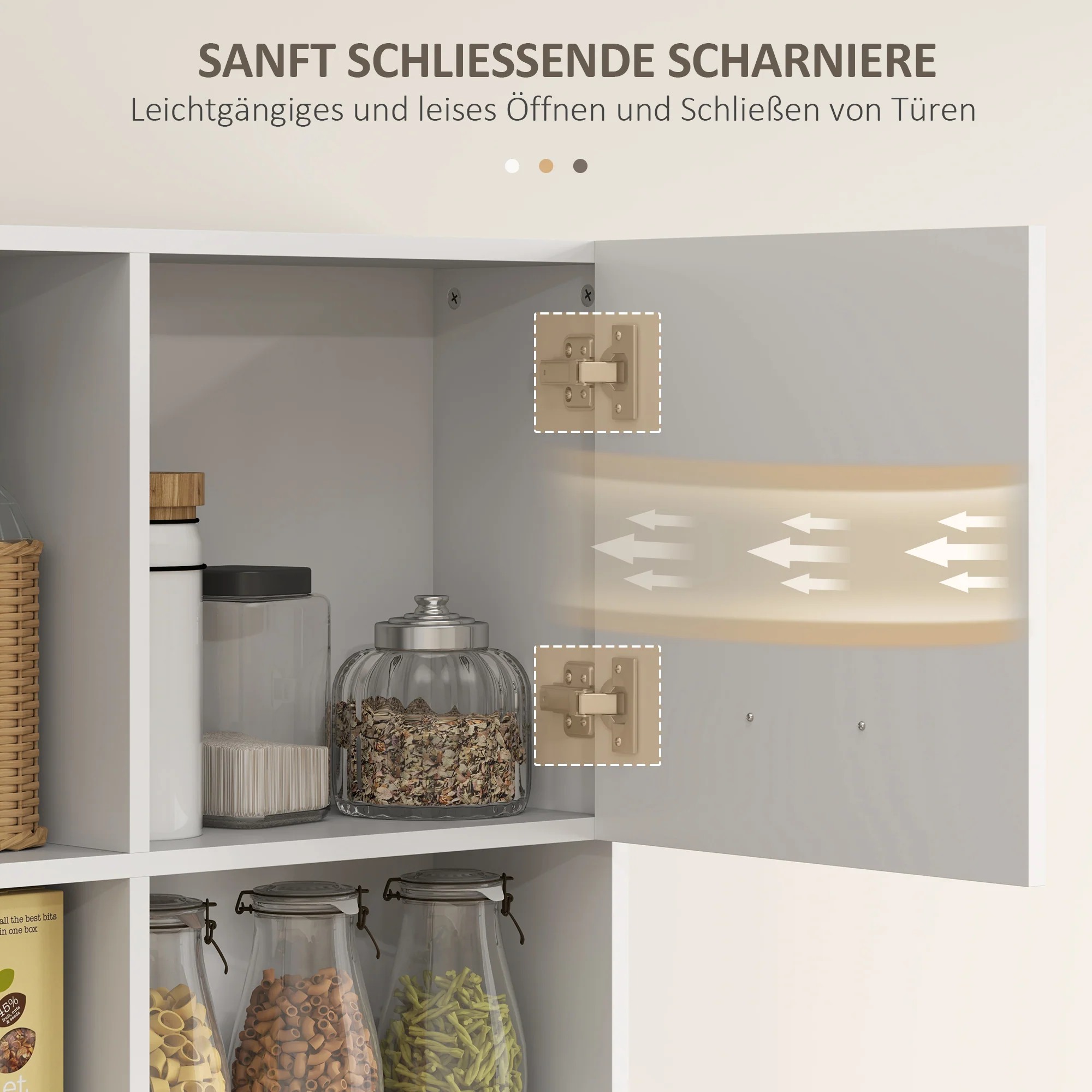 HOMCOM Buffetkast met Lade, Soft-Close Deuren, 80 x 35 x 180 cm - Wit