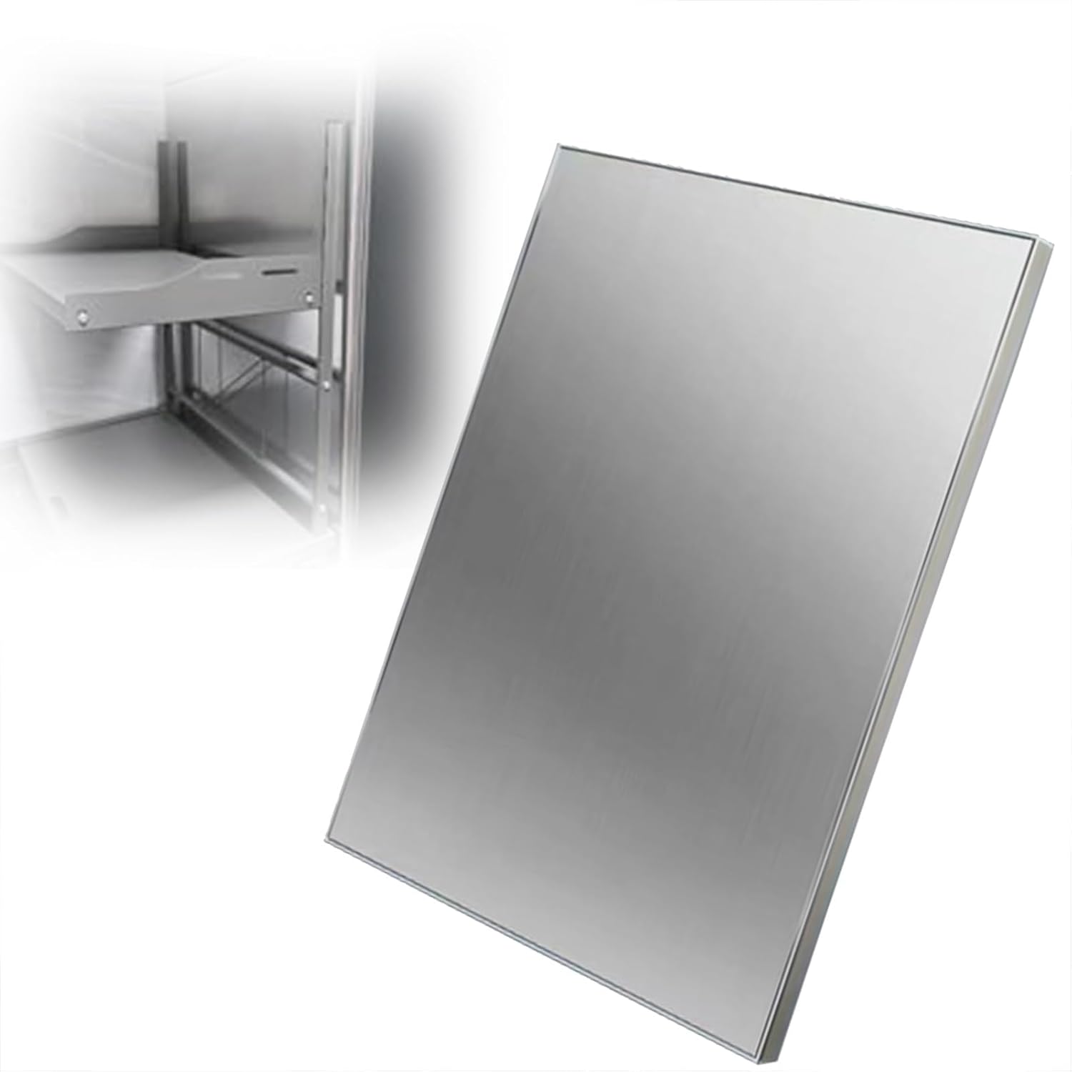 Generisch Selbstklebende Edelstahl-Isolierplatte, 80 x 70 cm, Hitzeschutz für Mikrowelle und Herd, Kühlschrank-Isolierplatte, Wandschutz, hochtemperaturbeständig