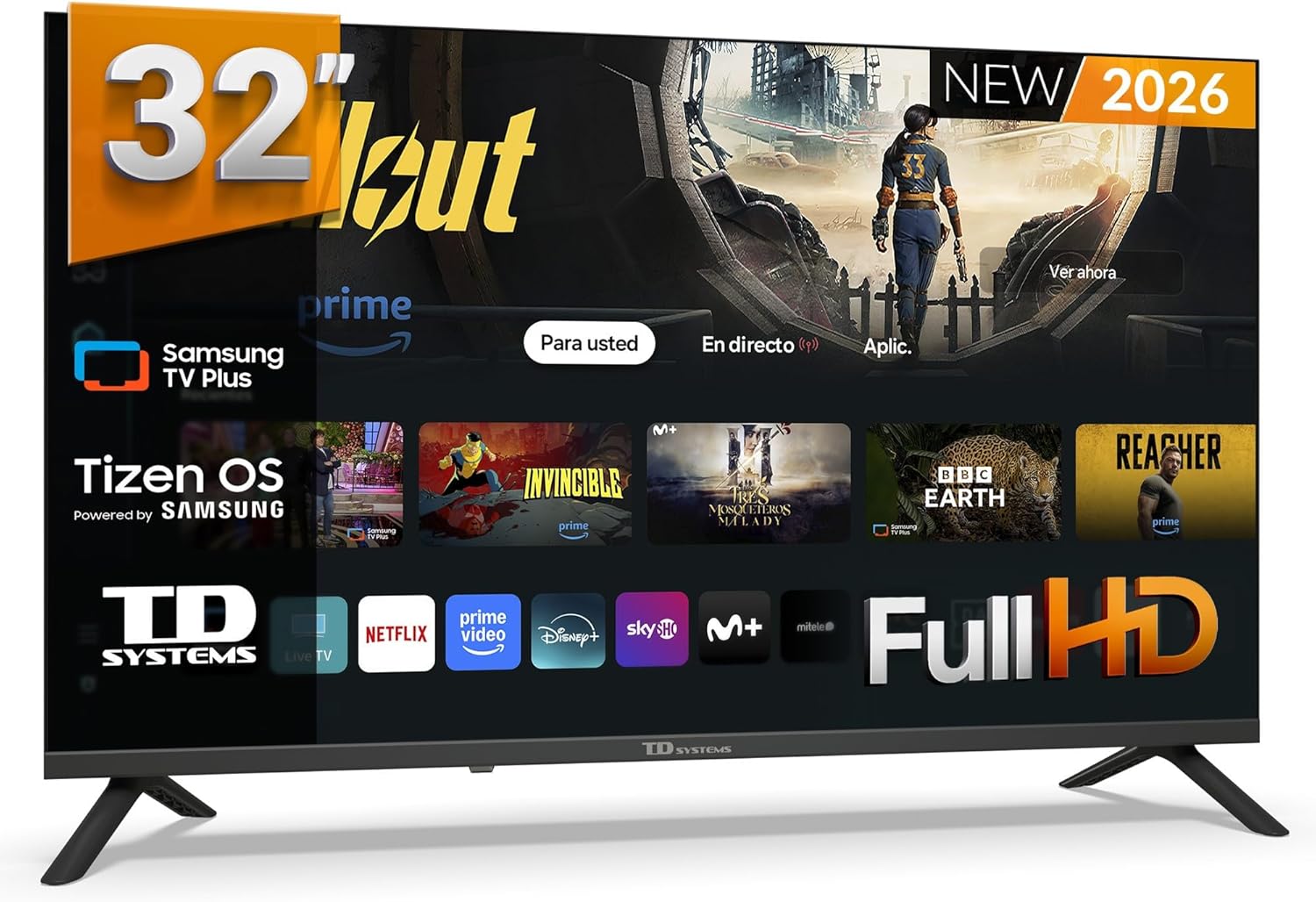 TD Systems - Smart TV 32 Inch Full HD Samsung TV Tizen OS 8.0. Triple Tuner (DVB-T2/C/S2). Televisions with Samsung Smart TV Gaming Hub. 2026 TV - PRIME32FC22TIZEN