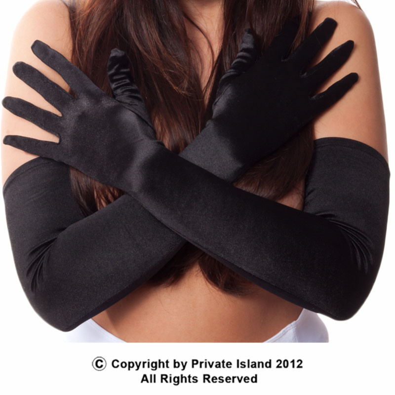 Black Satin Opera Gloves Bulk 18