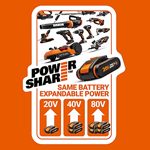 WORX, Tagliasiepi telescopico senza fili WG252E da 18 V (20 V max), con lama da 45 cm, Ø 16 mm, taglio PowerShare con manico lungo da 1,8 3,2 m, testa con sega su asta : Amazon.it: Giardino e giardinaggio