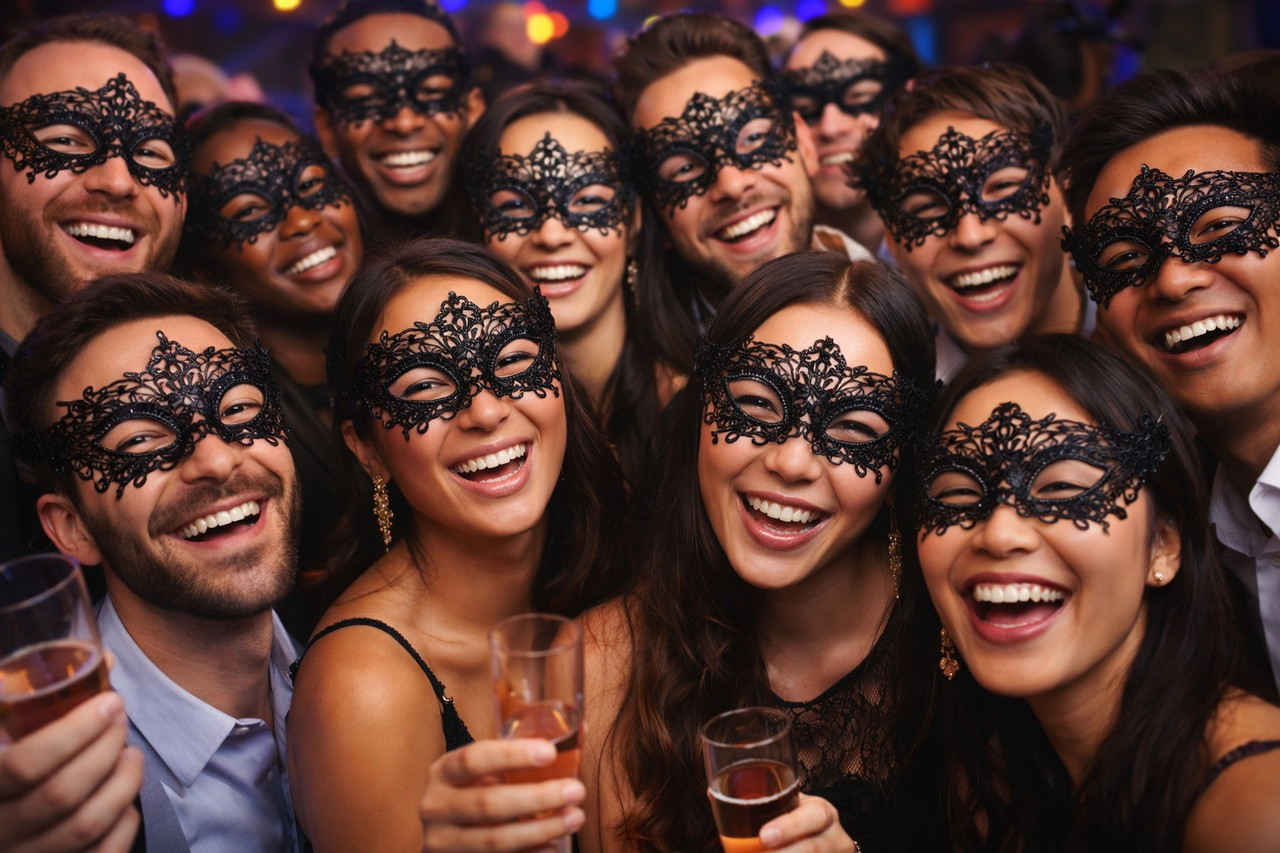 12 PACK Mardi Gras Venetian Black Mask Die Cut 1847JO