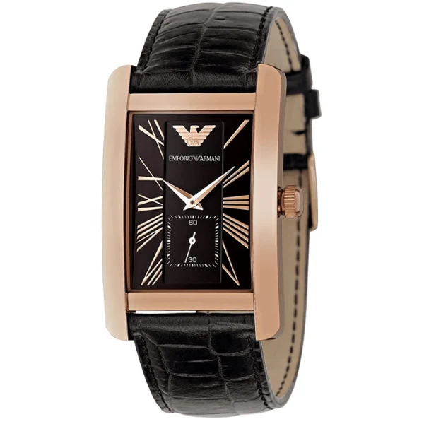 Emporio Armani Classic Black Dial Black Leather Strap Watch For Women AR0169