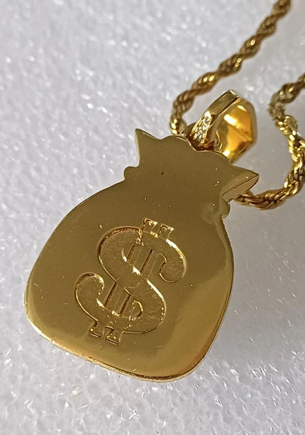 Big Daddy Iced Out Money Bag Men's Pendant Necklace (Defect)