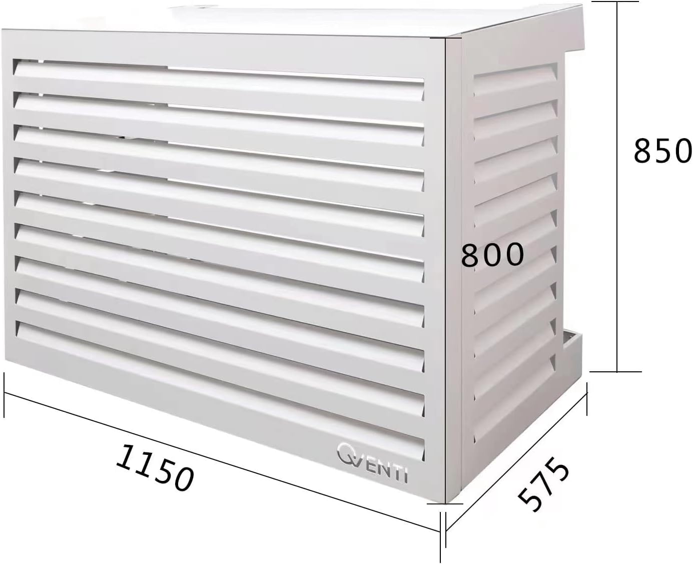 Qventi Abdeckung für Klimaanlage - Anthrazit/Grau - Aluminium - Schutzgitter - Verkleidung - Einfache Montage - Größe S - Außenmaße (LxBxH): 100 x 50 x 75 cm