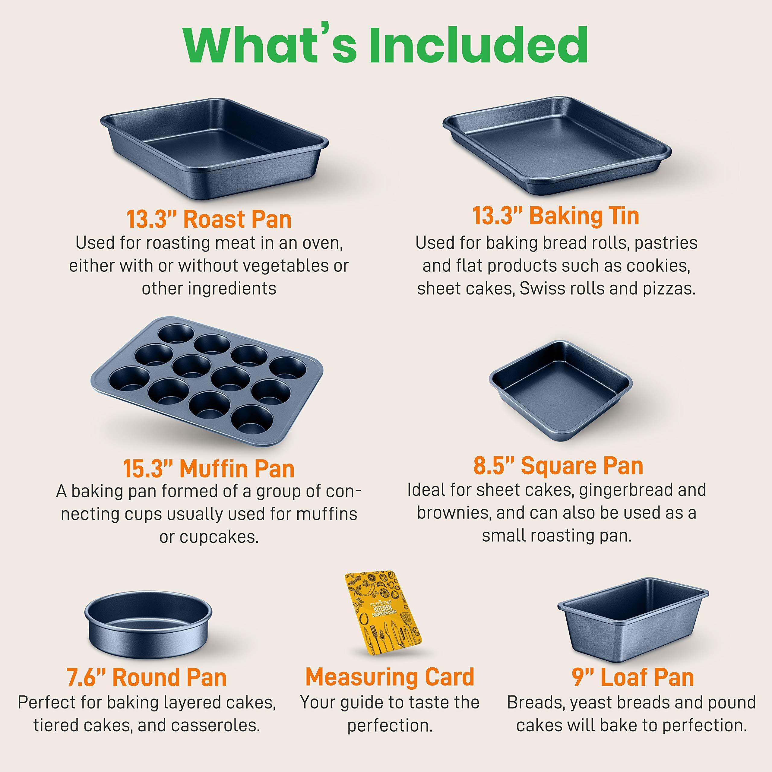 Navy 20-Piece Nonstick Cookware & Bakeware Set with Utensils – PTFE/PFOA/PFOS-Free, Induction Ready