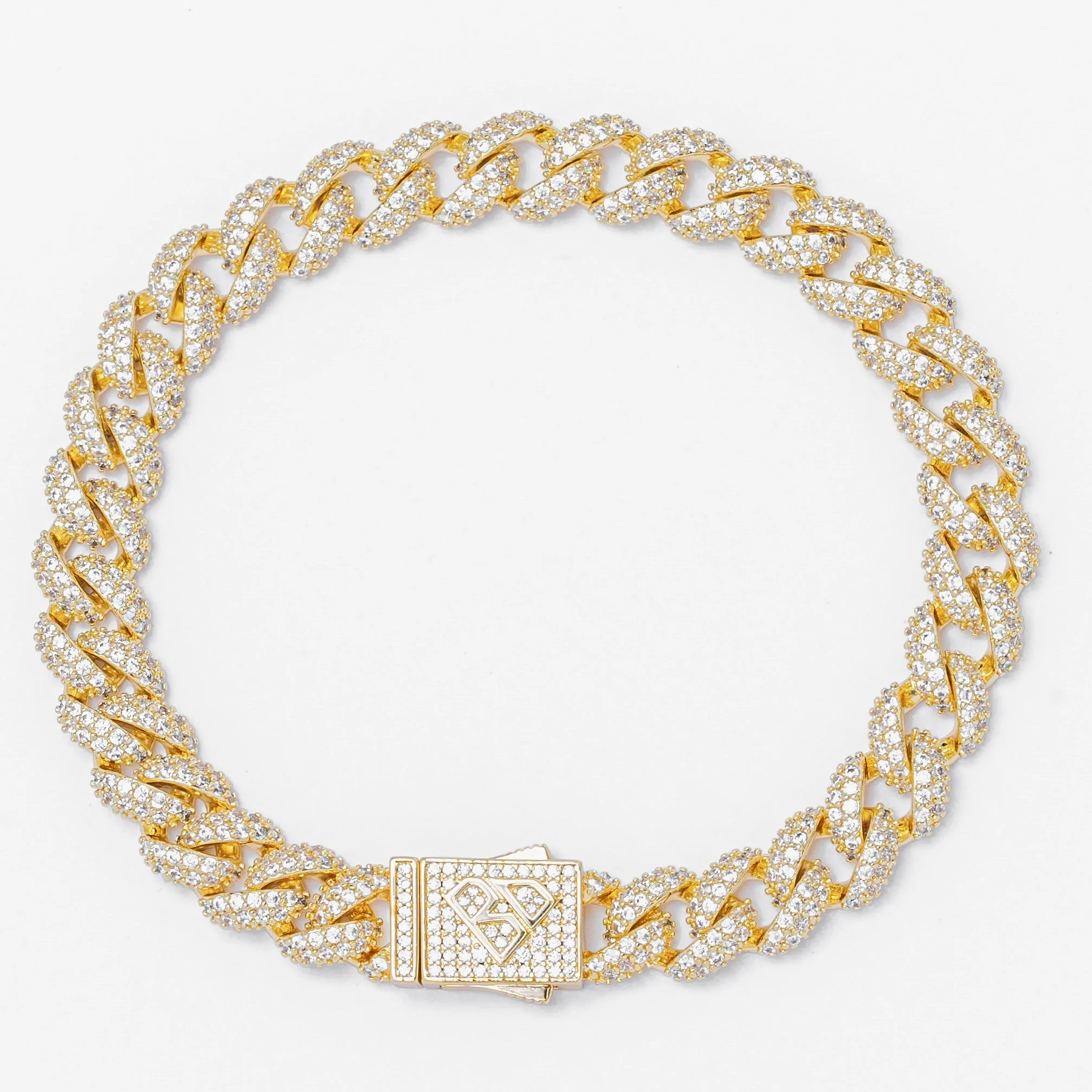 Big Daddy 9MM Diamond Curb Gold Iced Out Bracelet
