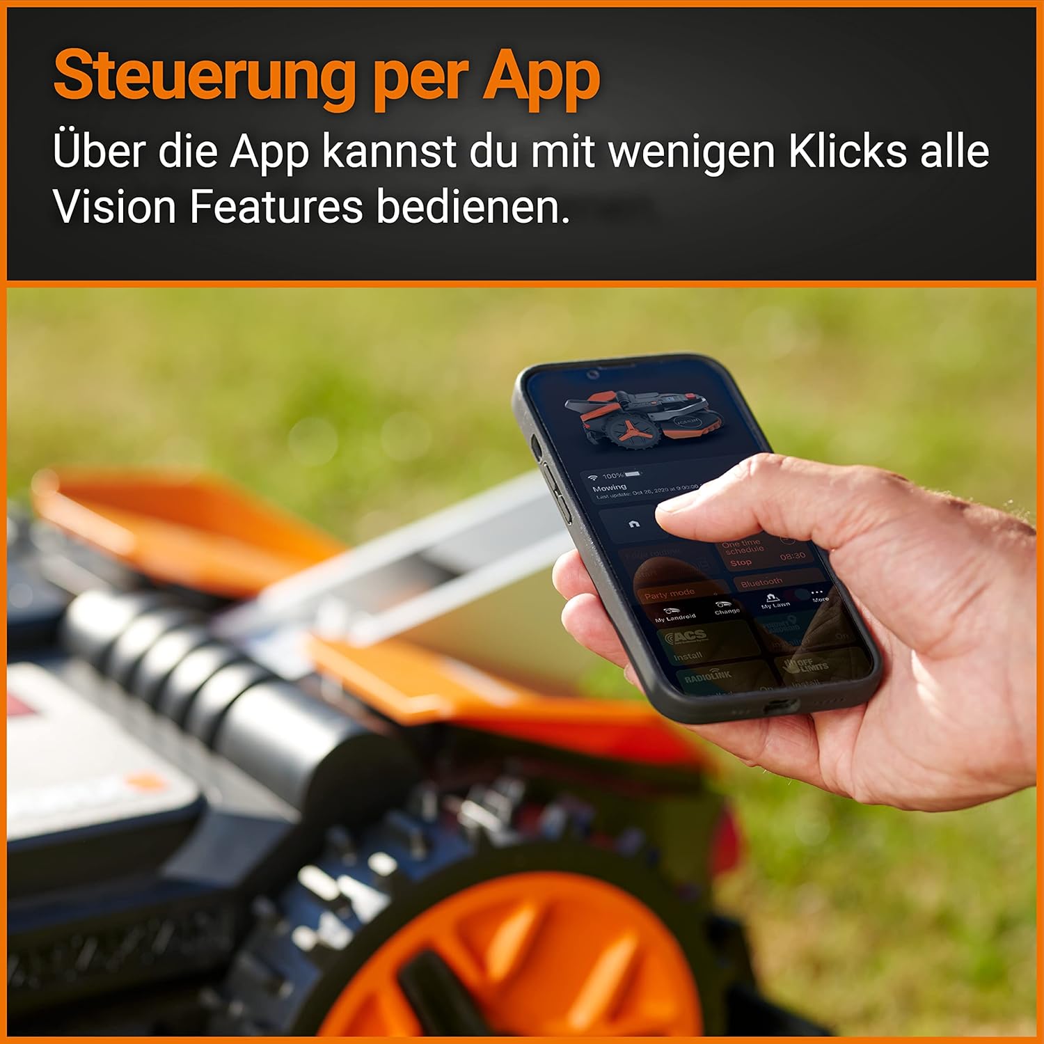 WORX Landroid M WR141E Mhroboter/Akkurasenmher für kleine Grten bis 500 qm/Selbstfahrender Rasenmher für einen sauberen Rasenschnitt, Bunt