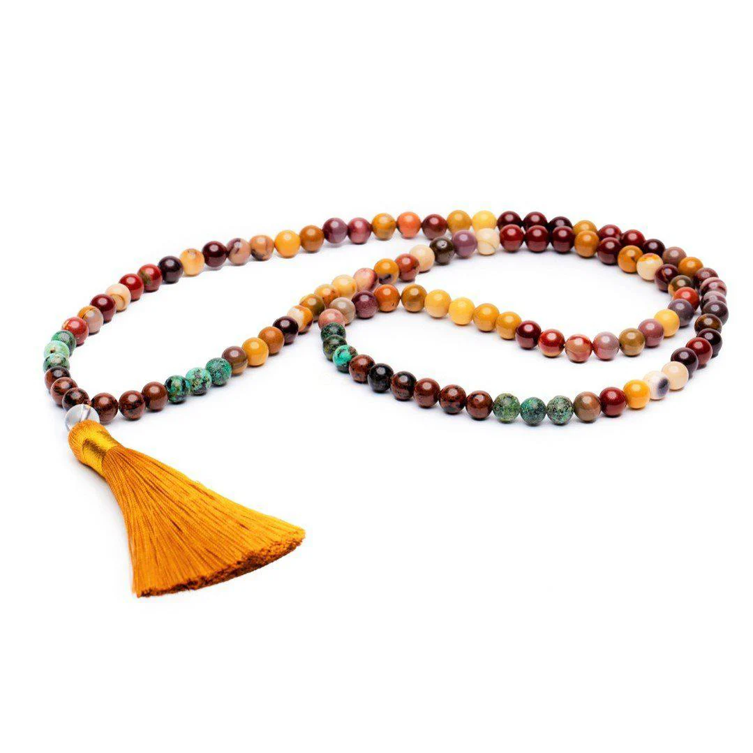 Mala Ketting Edelstenen - Mookaiet (Jaspis) - Turkoois & Obsidiaan - Balans