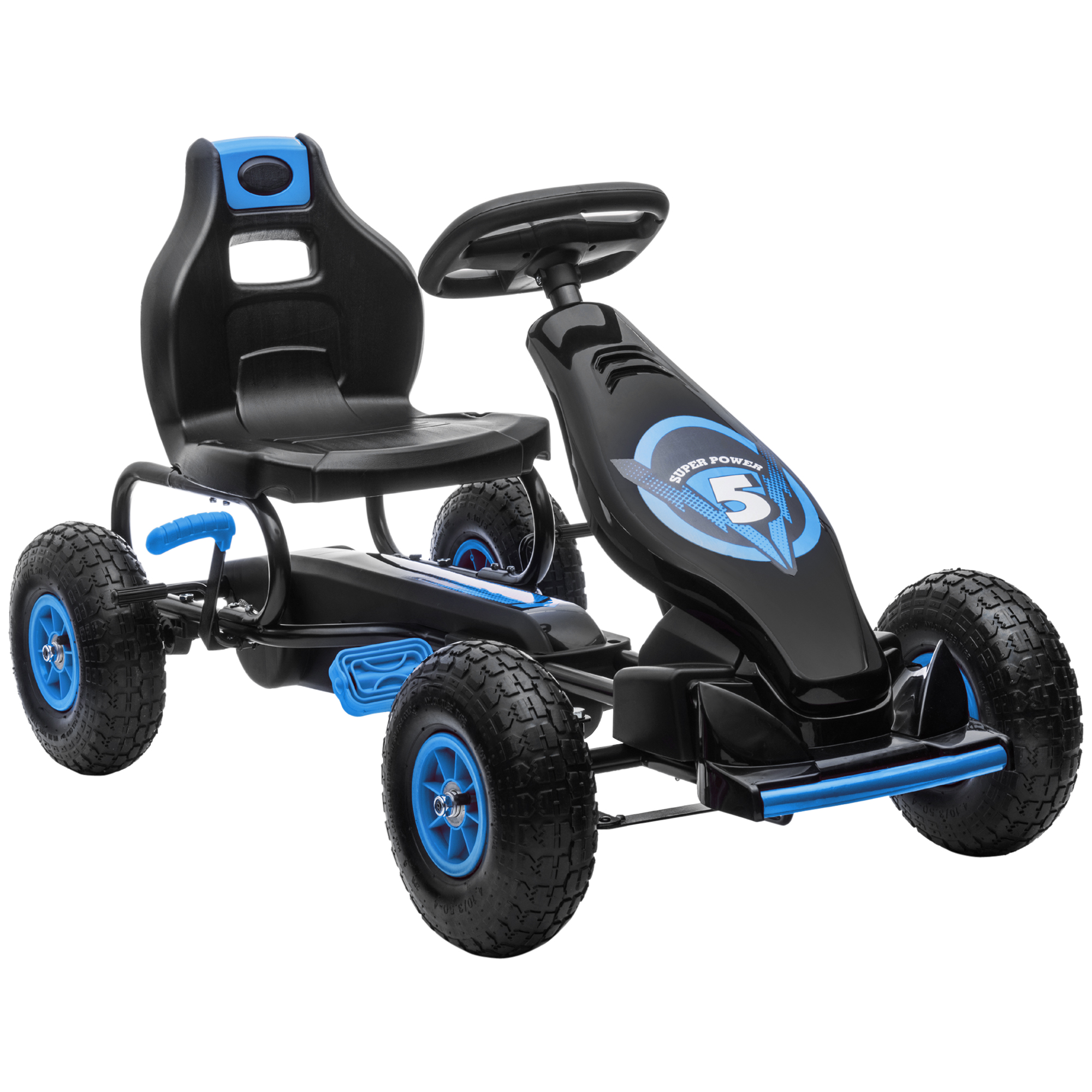 HOMCOM skelter, kindervoertuig met pedaal, pedaalauto, outdoor, blauw+zwart