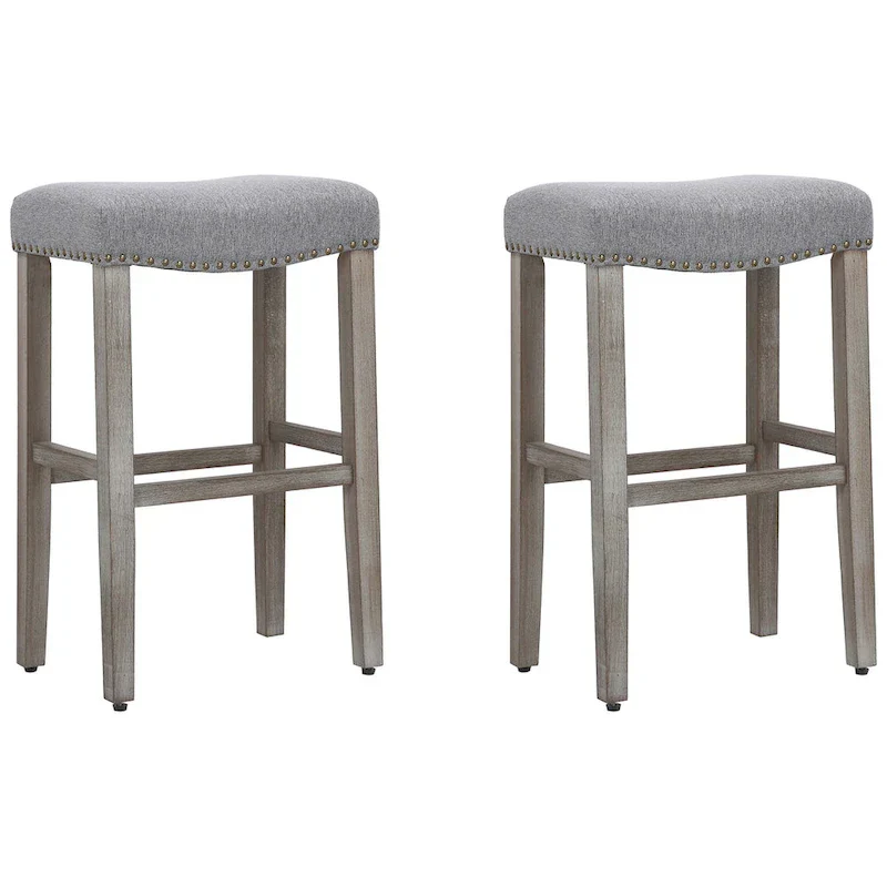 Set of 2 Jameson Gray Upholstered Polyester 29-Inch Bar Stools