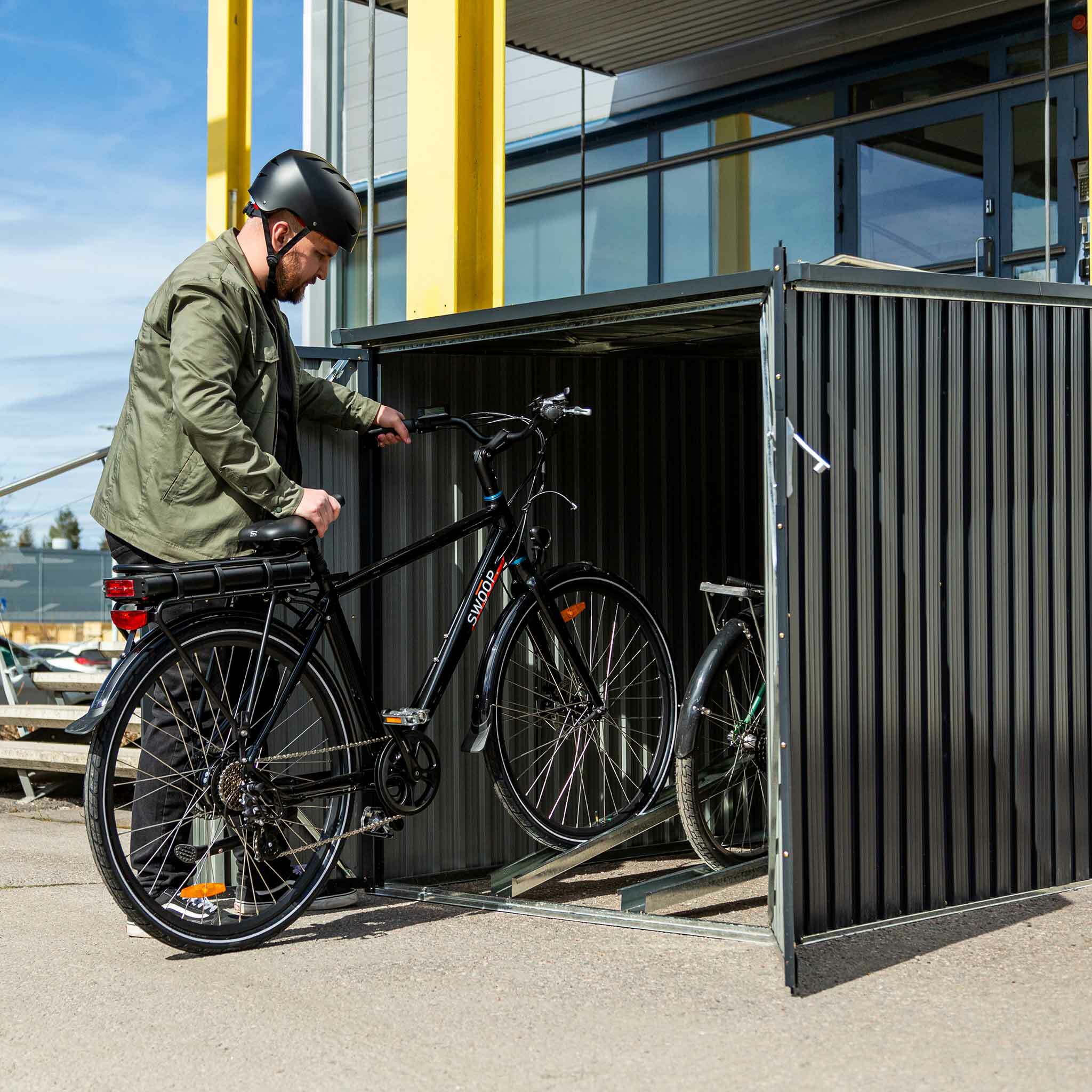 Fornorth Fahrradgarage für zwei Fahrrder 142x198x157cm, Dunkelgrau
