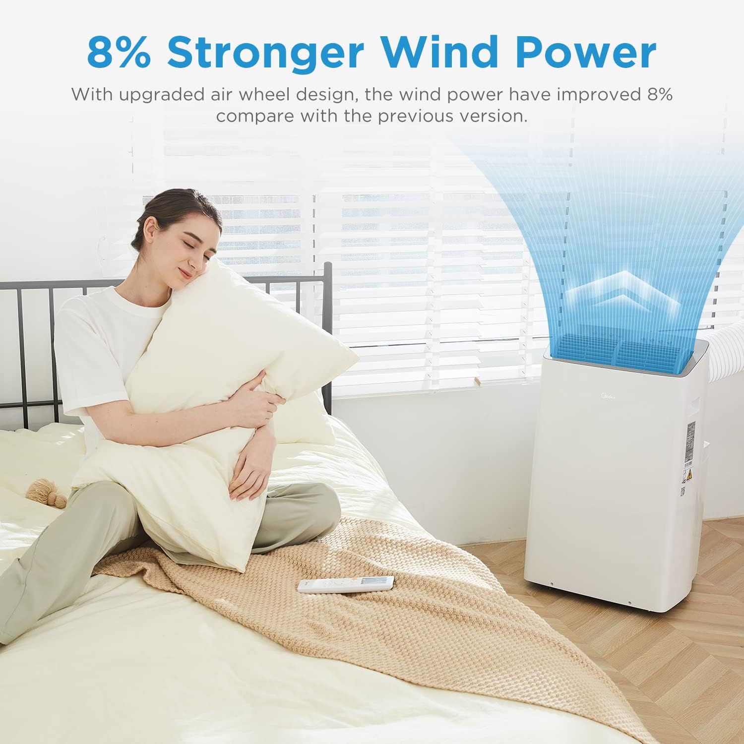 Midea Mobiles Klimagerät Silent Cool 26 Pro WF, 9000 BTU 2,6kW, Kühlen&Ventilieren&Entfeuchten, Raumgröße bis 88m³(33㎡), APP-Steuerung/Alexa/Google Home/IFTTT, Mobile Klimaanlage mit Abluftschlauch