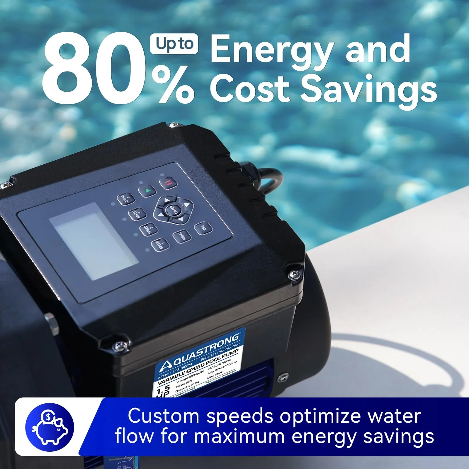 2025 Bombas de Piscina de Velocidad Variable, de 1,5 HP a 3 HP, de 8189 GPH a 11359 GPH, 220 V