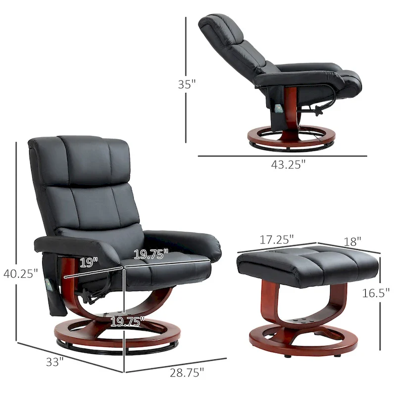 HOMCOM Recliner Chair with Ottoman, Electric Faux Leather Recliner