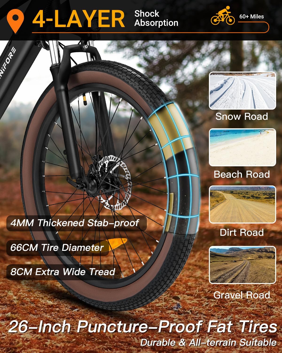 Luckeep Electric Bike for Adult 1400W Peak,72 Miles 28 MPH, 48V 720WH Battery 26 Fat Tire Mountain EBikes with Hydraulic Suspension, 7-Speed, Lightweight E-Bike for Men UL Certified Electric Bicycles