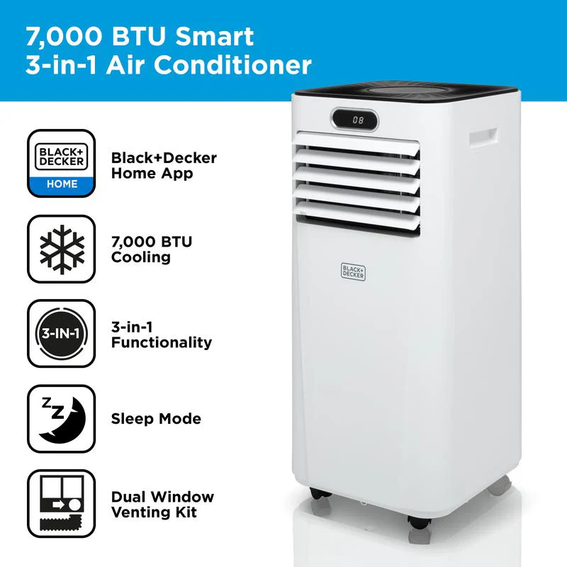 2025 Aire Acondicionado Móvil Inteligente Black+Decker BXAC40024GB 7000 BTU