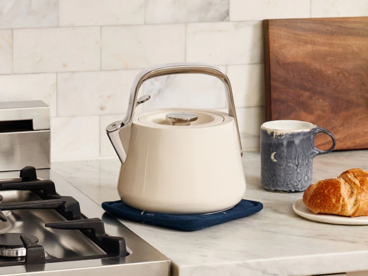 Caraway Whistling Tea Kettle in Cream
