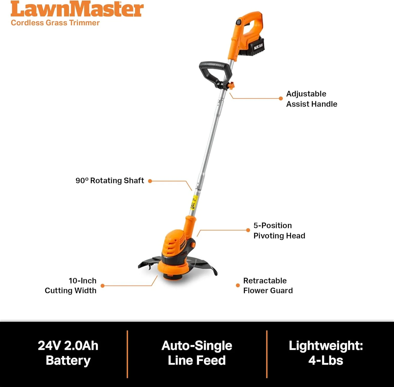 LawnMaster VBRM16 OcuMow Robotmaaier geschikt voor tot 100 m2 - Zelfrijdende robotmaaier met MX 24V 4.0Ah lithium-ionaccu Zonder draad