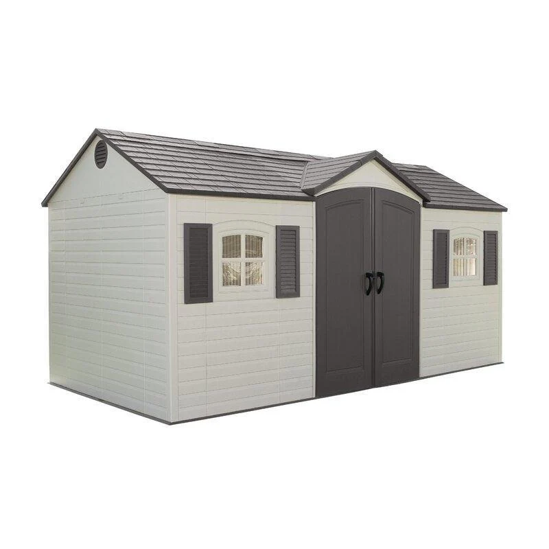 2025 Side entrance, 4.57 m W x 2.44 m D, plastic tool shed