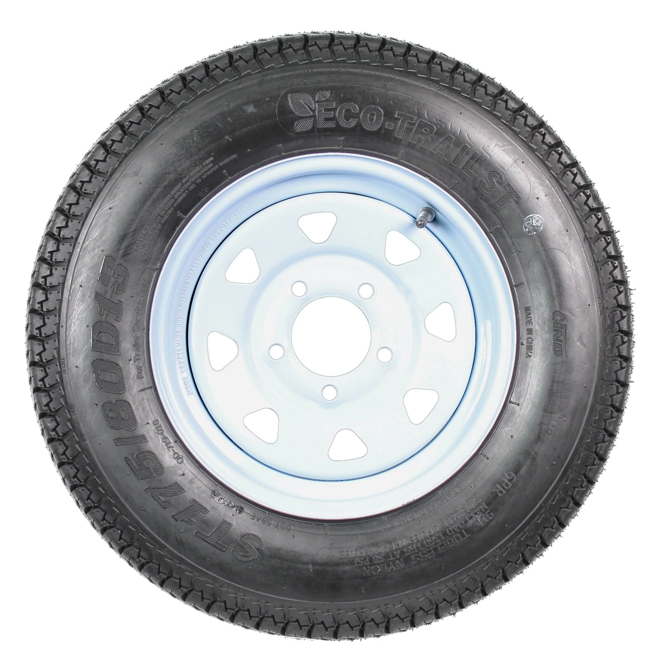 2-pack trailer tires and rims ST175/80D13 175/80 13 B78-13 LRC 5-hole white spoked wheel