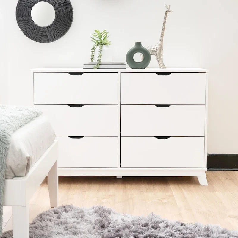 Purcell Pine Wood 3-Piece Bedroom Set with 6-Drawer Dresser and 3-Drawer Nightstands (Set of 2)