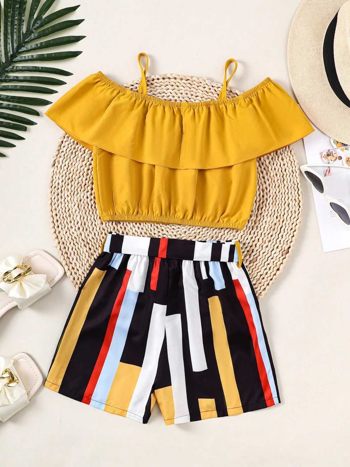 Children's Ruffled Spaghetti Strap Top and Pants Set