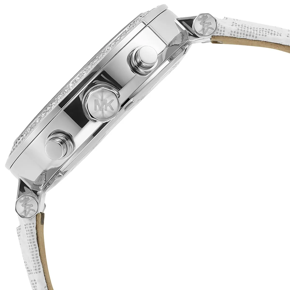 Michael Kors Parker Pavé Chronograph Silver Optic White PVC Women's Watch - MK7226