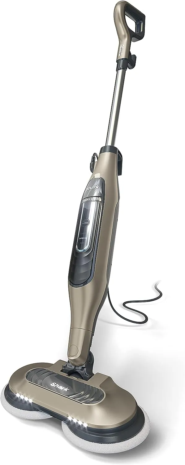 Shark Steam & Scrub Mop, Gold – 3 Steam Modes, LED Headlights, 4 Washable Pads, For Sealed Hard Floors