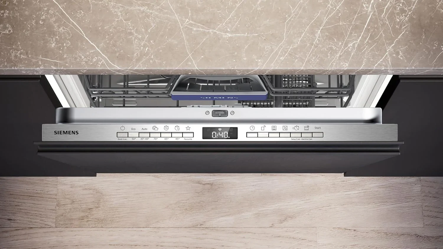 Siemens SN63EX14VE, iQ300 Smarter Geschirrsp��ler, Vollintegrierte Sp��lmaschine mit Besteckschublade, 60 cm, Auto T��r?ffnung dank autoOpen dry, Besonders leise durch iQdrive-Motor, infoLight aquaStop