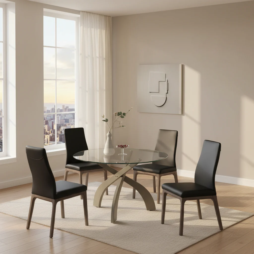 Criss Cross Dining Set Featuring Black Chairs