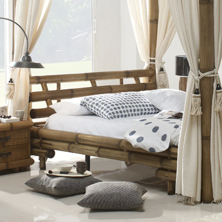 Himmelbett Bambus TABANAN 160 x 200 cm HonigAntik