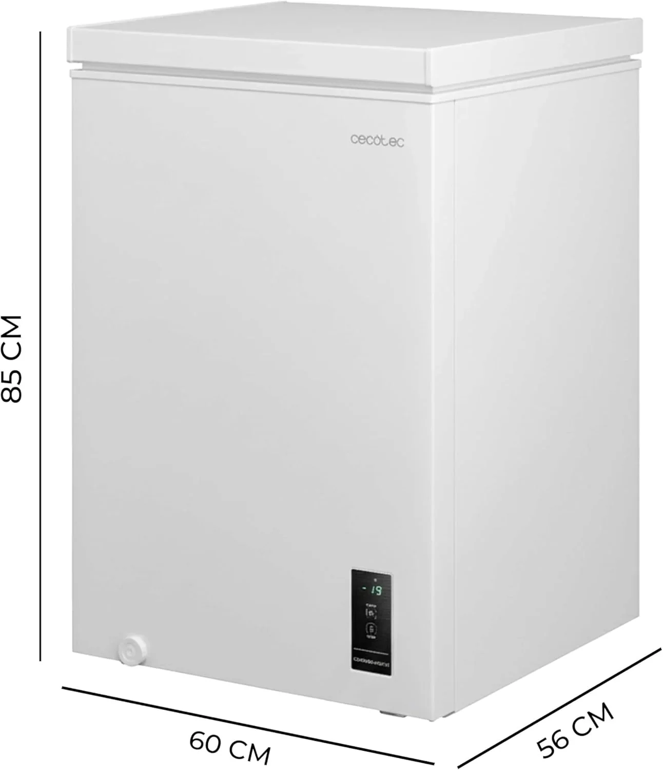 2026 Cecotec Congelador Horizontal 143L Bolero CoolMarket Chest 143P White E. Cesta con Asas, Control Electrónico LED, UltraContact D-Cool, Dual Function, Puerta ZeroG (80º-30º), Fast Freezing, Compacto