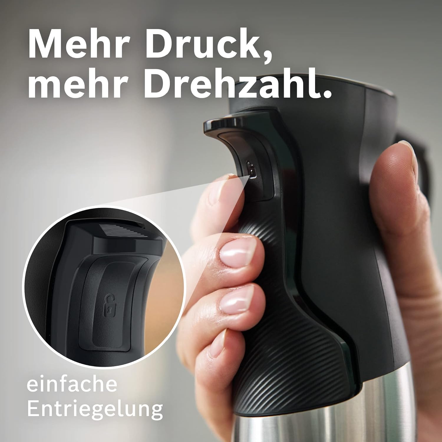 Bosch Stabmixer ErgoMaster Serie 6 MSM6M673, 10 Jahre Motorgarantie, Edelstahl-Klingen, verschleifreie Keramik-Kupplung, Luftkühlung, Zerkleinerer, Kartoffelstampfer, Schneebesen, 1000 W