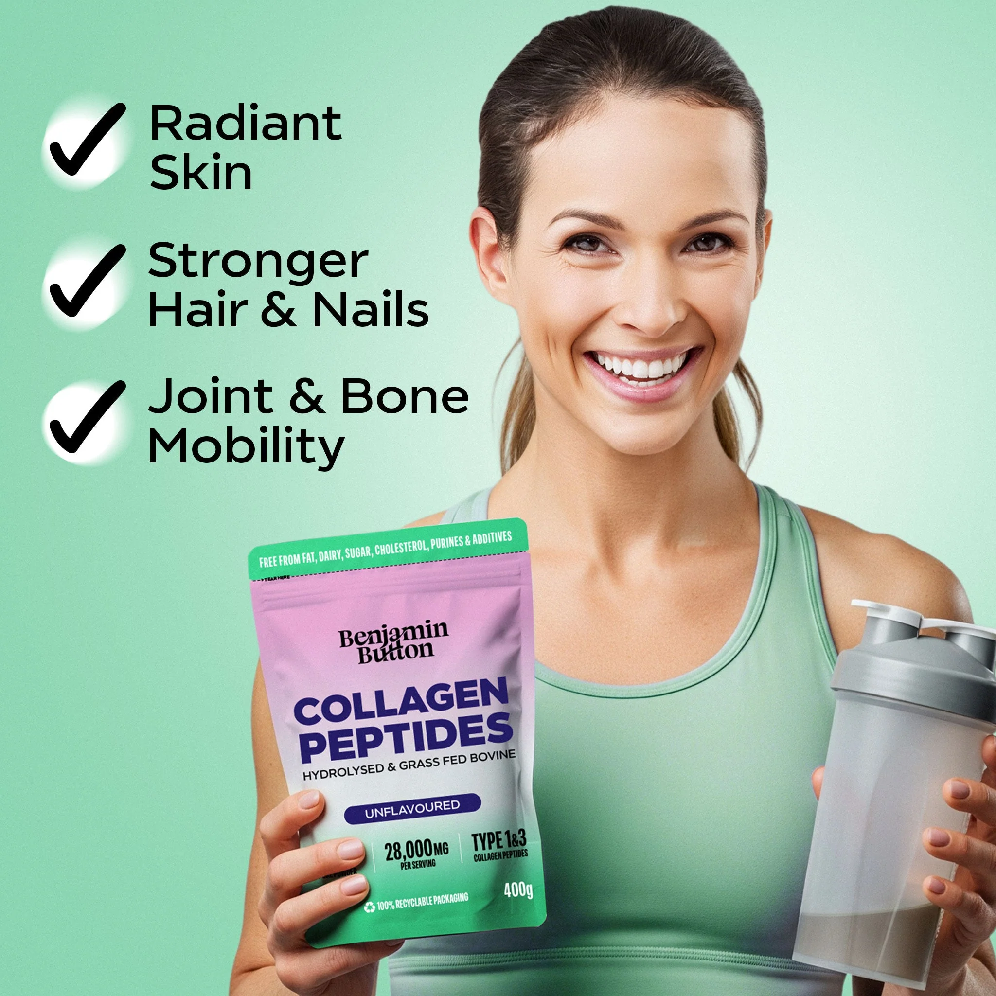 Benjamin Button Bovine Collagen Peptides Powder �C 400g �C Unflavoured