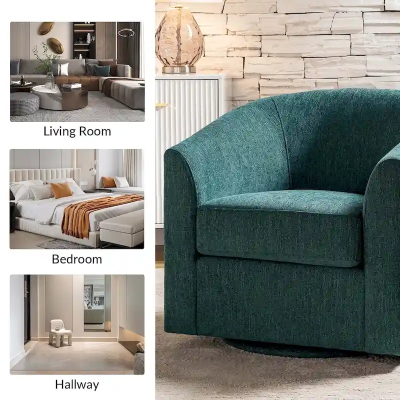 Cuenca Modern Upholstered Barrel Chair with Swivel Base