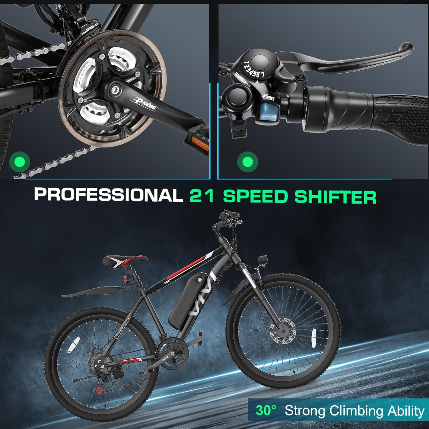 Vivi Electric Bike for Adults, Peak 780W Ebike 26 Electric Mountain Bike, 22MPH Adult Electric Bicycles Commuter Ebike with 48V Battery, Up to 50 Miles, Cruise Control, 21 Speed, UL 2849 Certified