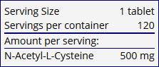 NAC 120 tablets 500 milligrams