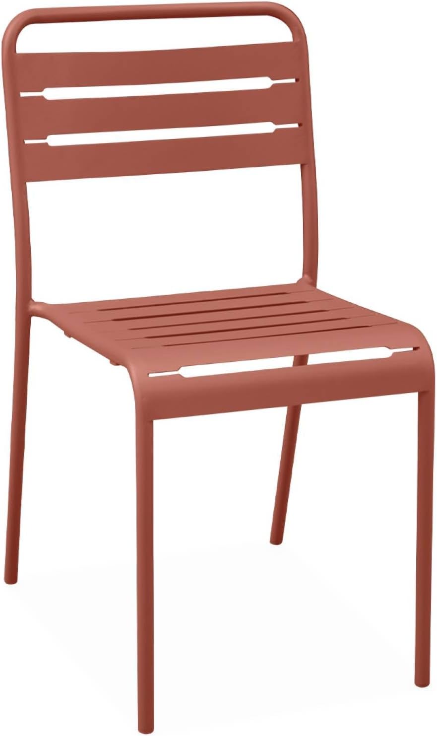 sweeek - Gartentisch + 2 Sessel und 4 Stühle, Stahl mit Rostschutzbehandlung, 160 x 90 x H 72,5cm - Amelia
