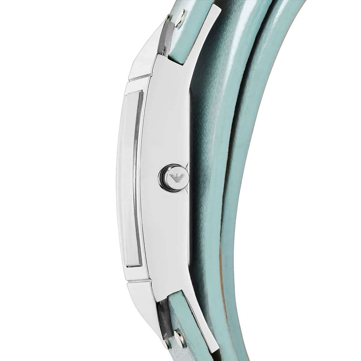 Emporio Armani Marco Catwalk Rectangular Wrap-Around Blue Genuine Leather Women's Watch - AR7355