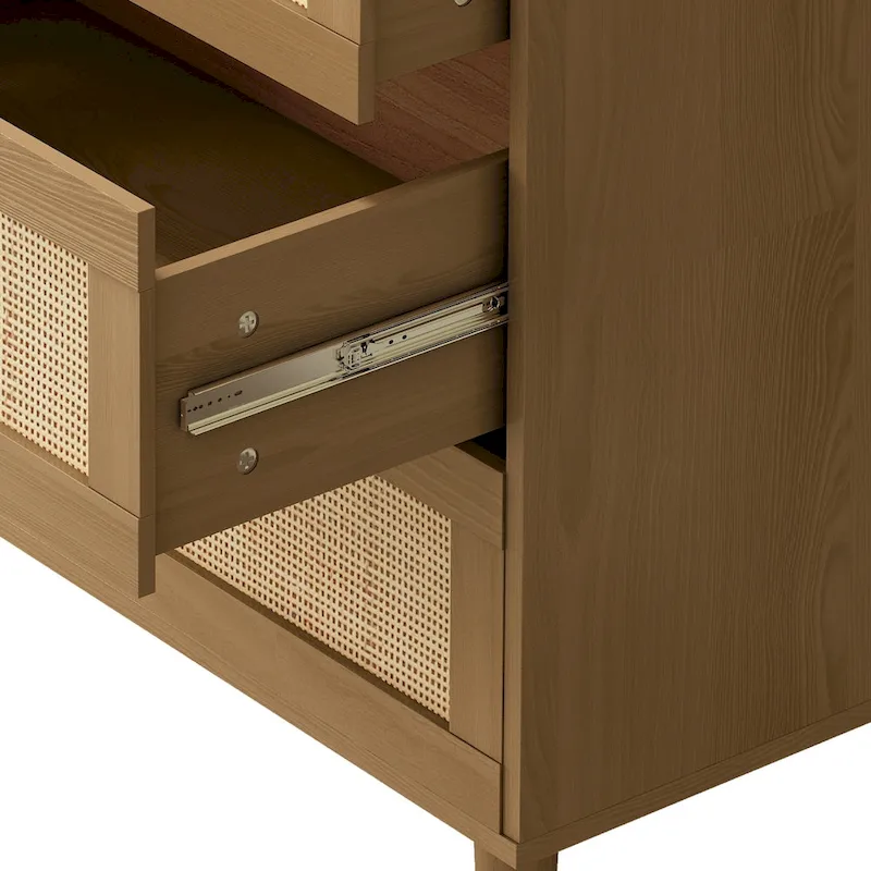 6-Drawer Rattan Dresser